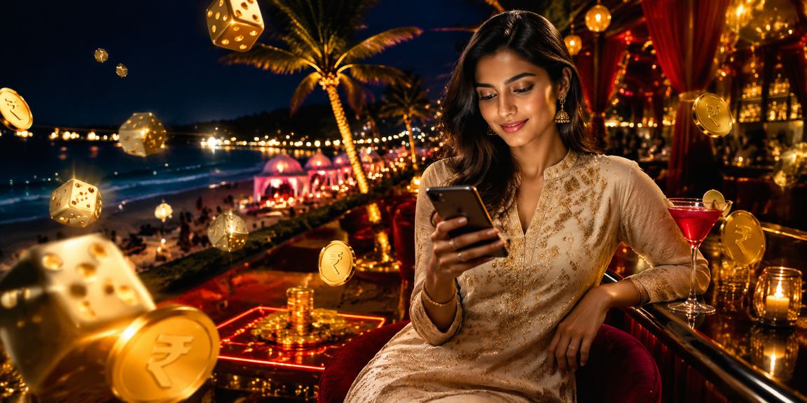 Excited sports bettor checking cricket odds on phone in Goa